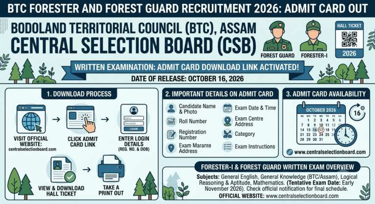 BTC Forester and Forest Guard Admit Card 2026 Out, Download Hall Ticket